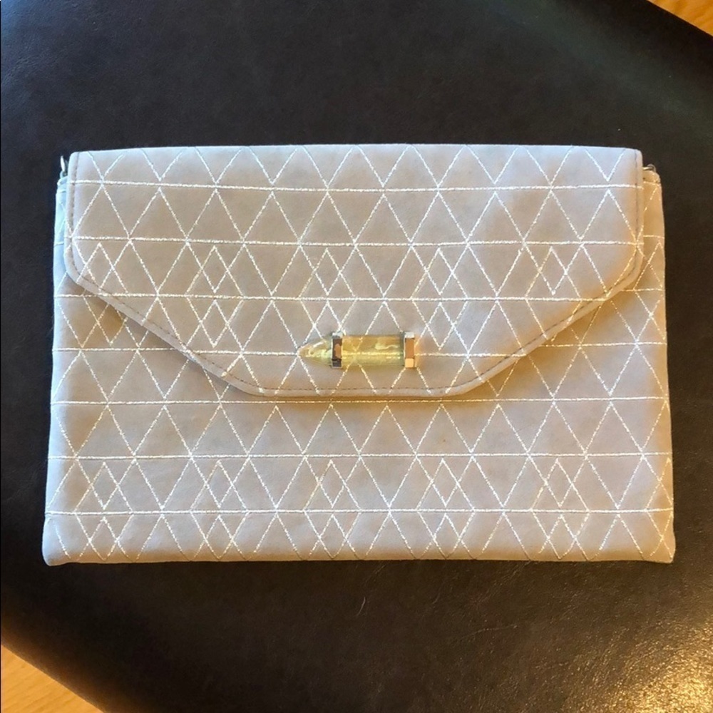 Stella and Dot Gray Clutch w/ Crystal Closure in EUC